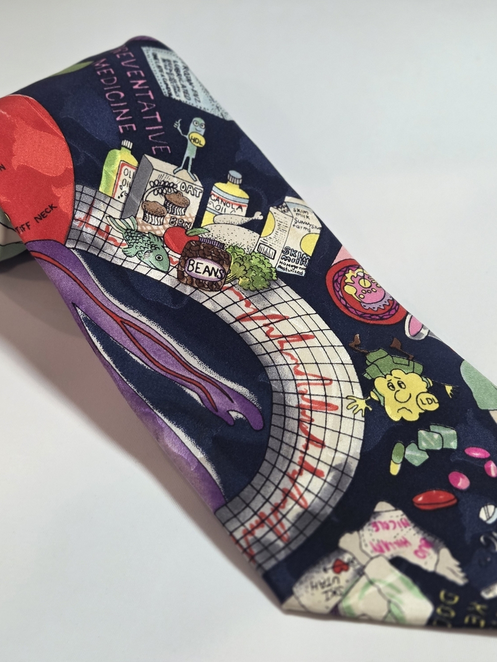 Nicole Miller Kids Navy Multicolor Cartoon Food & Character Tie